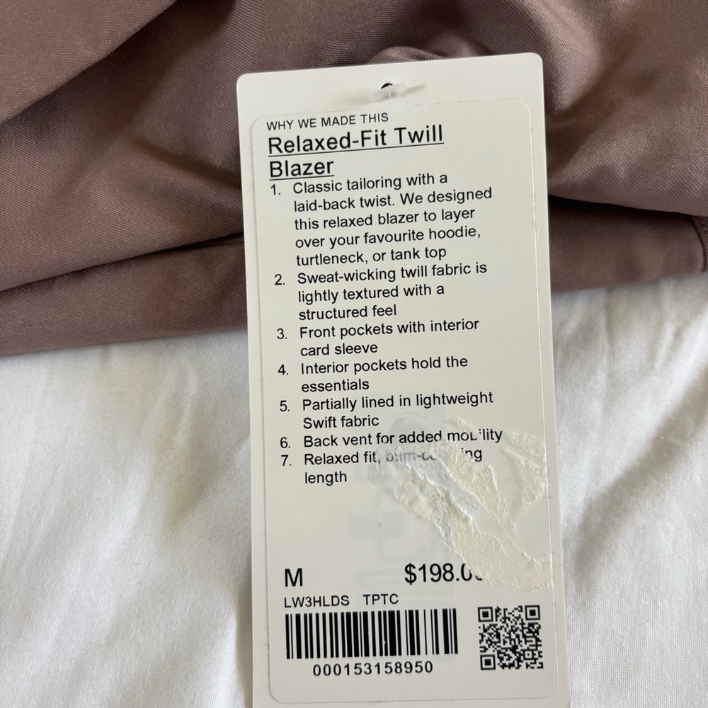Lululemon Relaxed Fit Twill Blazer TPTC Taupetastic Brown Women’s Size M - Picture 6 of 6